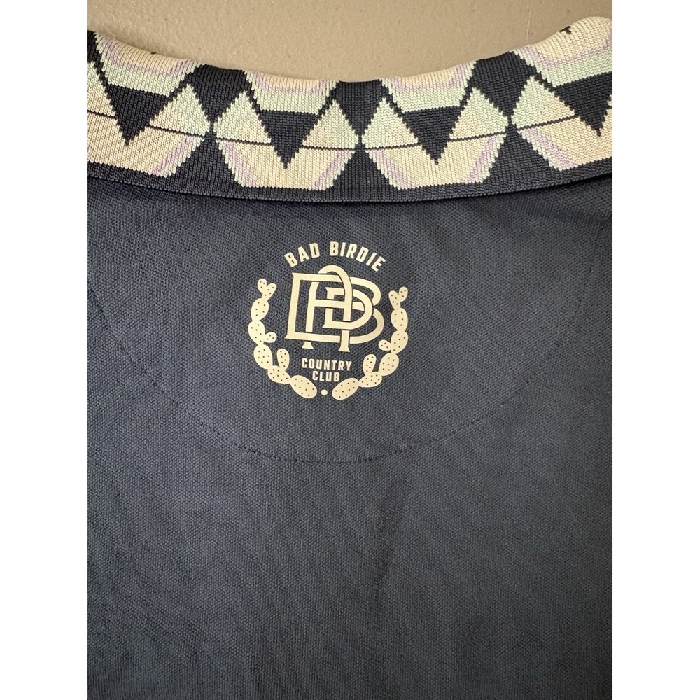 Bad Birdie Polo Shirt Men's XL Golf Aztec Southwest Navy Blue Geometric Collars - Picture 5 of 11